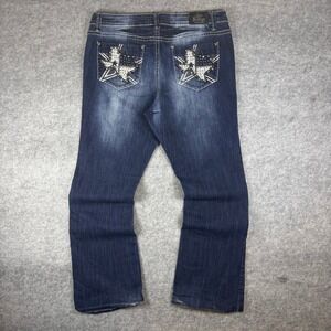 Love Indigo‎ Premium Texas Star Studded Bootcut Jeans Dark Wash Size 14